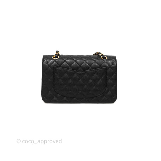 Chanel Small Classic Flap Quilted Black Caviar Gold Hardware