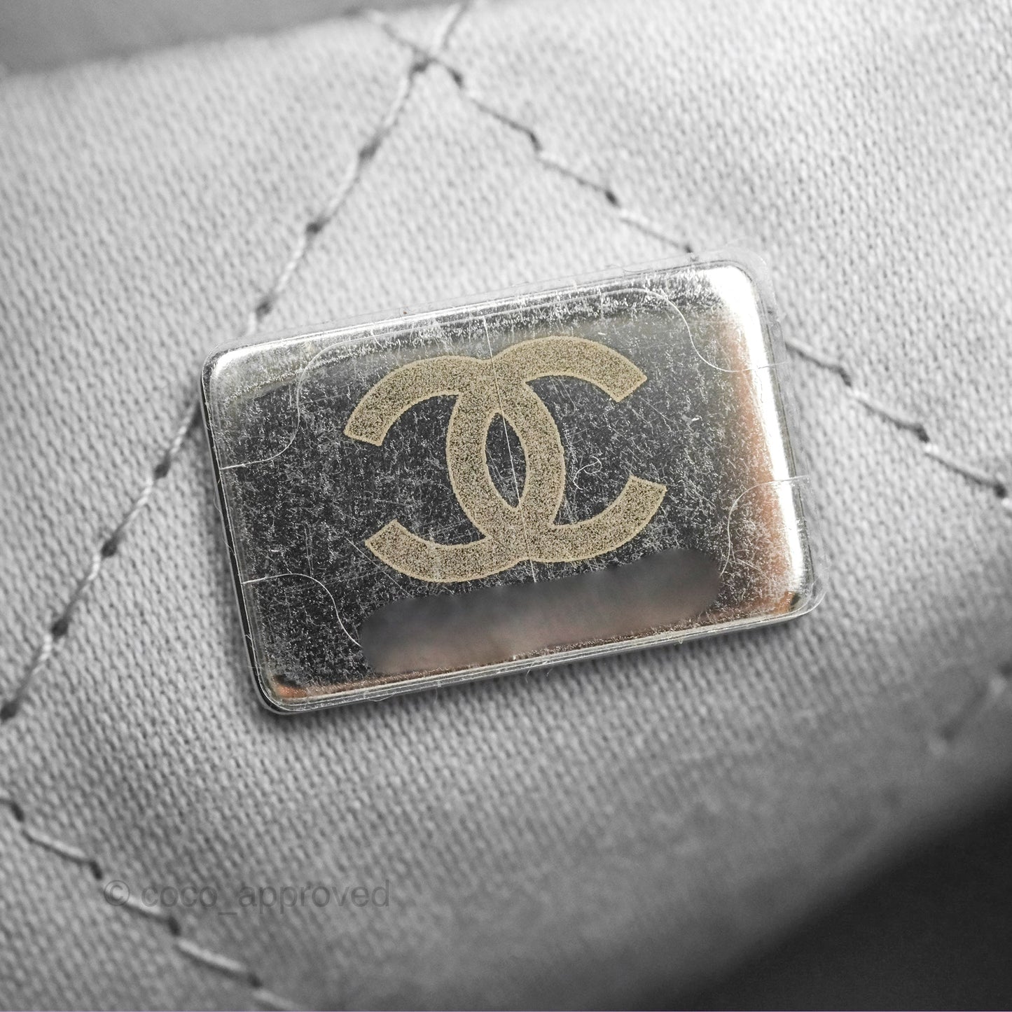 Chanel 22 Mini Bag Light Grey Shiny Crumpled Calfskin Matte Silver Hardware