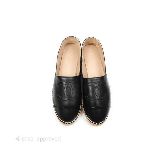 Chanel Espadrille Black Leather Size 38