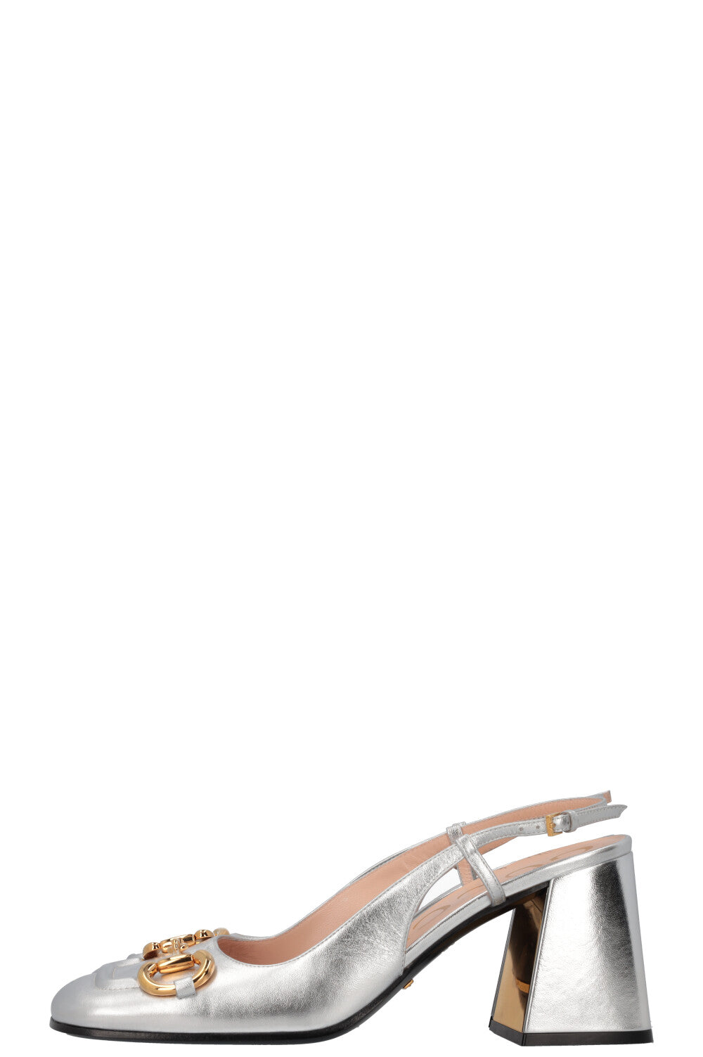 Luxury Gucci Trending 2025 Horsebit Heels Silver Gold