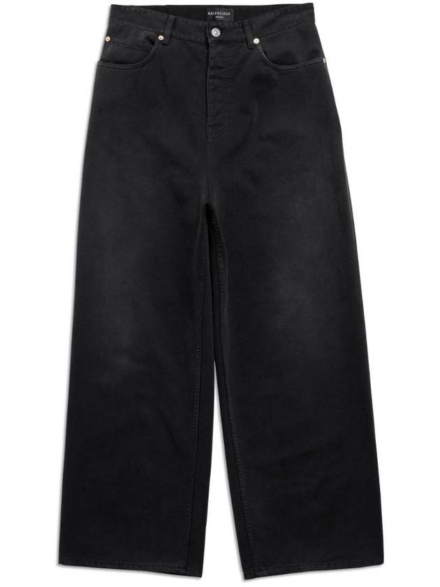 Luxury Balenciaga Mid-Rise Wide Jeans Black