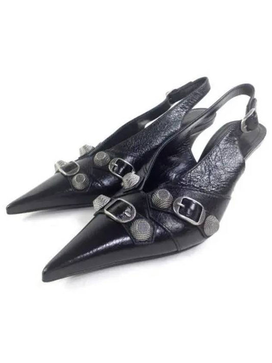 Luxury Balenciaga Cagole Slingback Heels Black