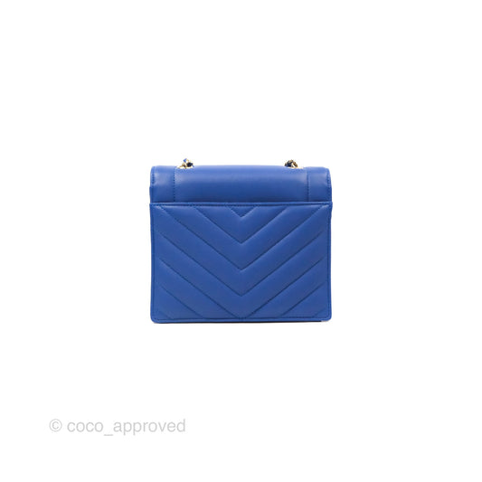 Chanel Chevron Square Envelope Flap Bag Royal Blue 19C