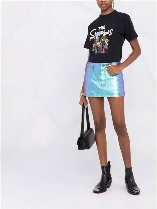 Luxury Balenciaga WoMen's The Simpsons Printing Small Fit Short Sleeve T-Shirt Black