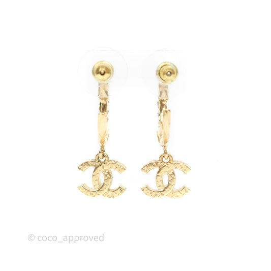 Chanel CC Crystal Hoop Earrings Gold Tone 23V