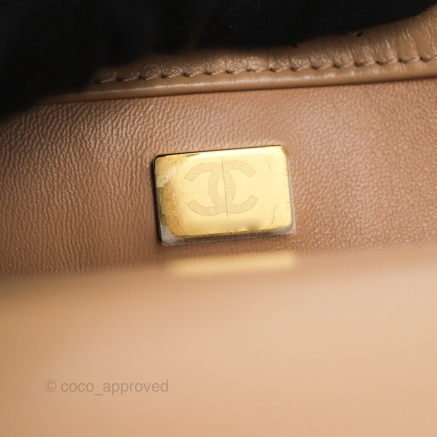 Chanel Quilted Perfect Fit Adjustable Beige Calfskin Gold Hardware 21A