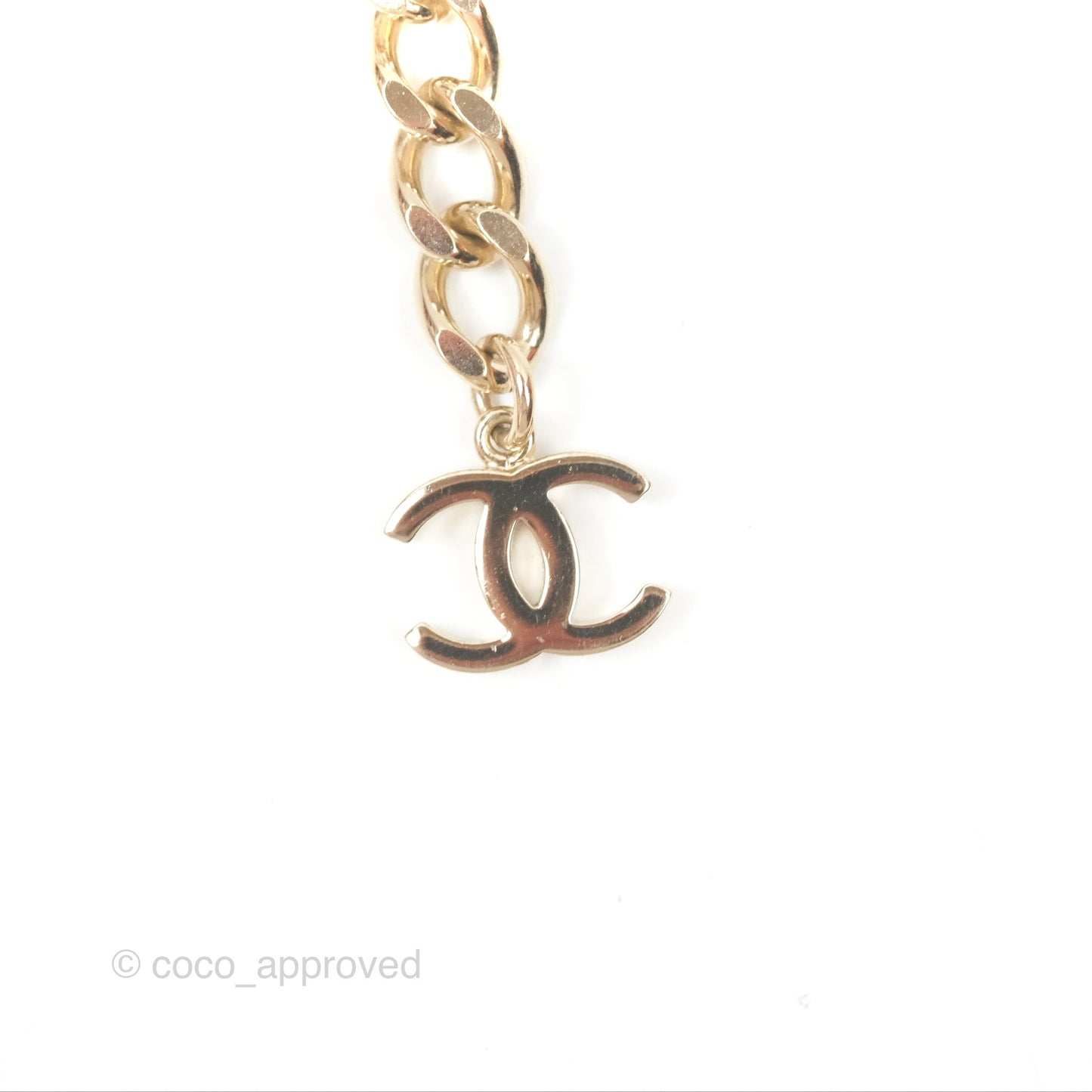 Chanel Crystal CC Black Leather Chain Choker Gold Tone 21B