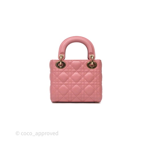 Christian Dior Mini Lady Dior My ABCDior Bag Pink Cannage Lambskin Gold Haardware