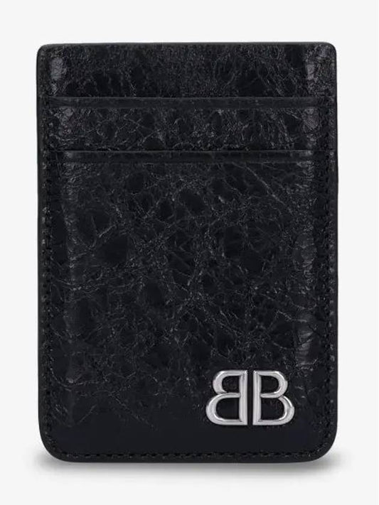 Luxury Balenciaga Monaco Magnet Card Wallet Black