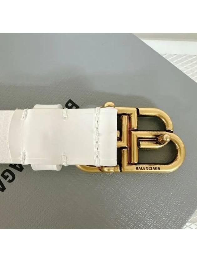 Luxury Balenciaga BB Buckle Belt White