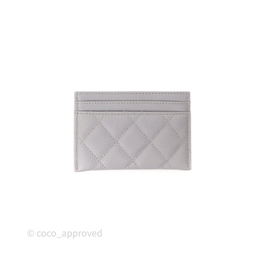 Chanel Card Holder Grey Caviar Gold Hardware