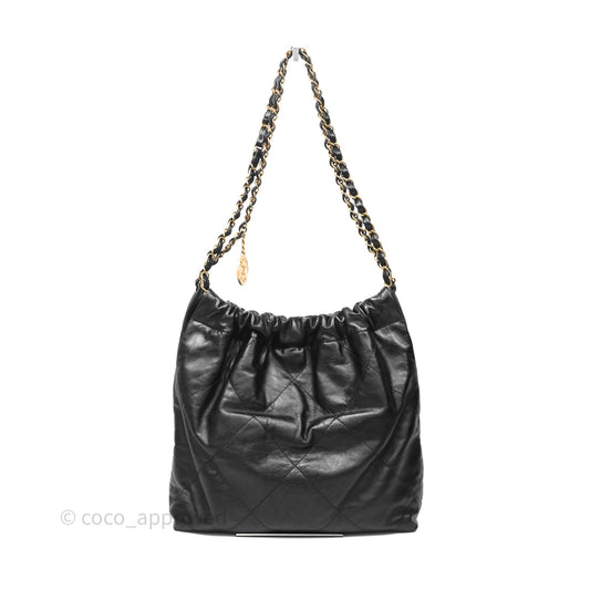Chanel 22 Small Black Calfskin Aged Gold Hardware