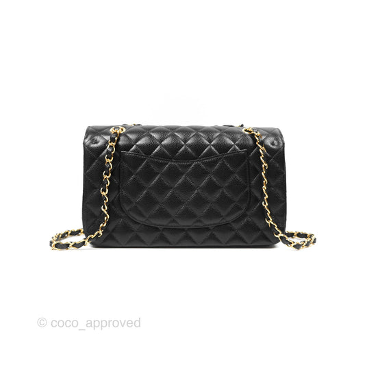 Chanel Classic M/L Medium Flap Quilted Black Caviar Gold Hardware