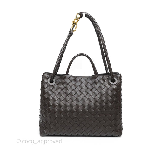 Bottega Veneta Medium Andiamo Bag Fondant Brown Intrecciato Lambskin