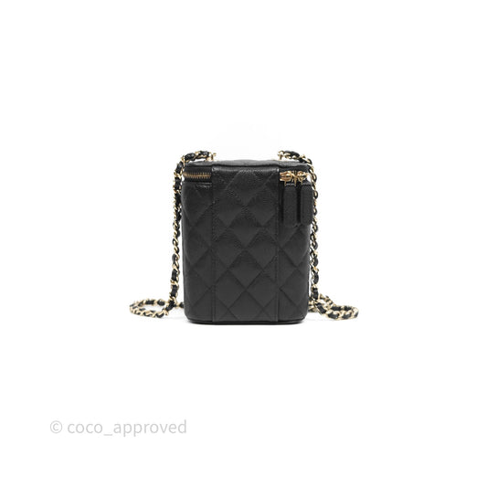 Chanel Classic Mini Vanity With Chain Black Caviar Gold Hardware