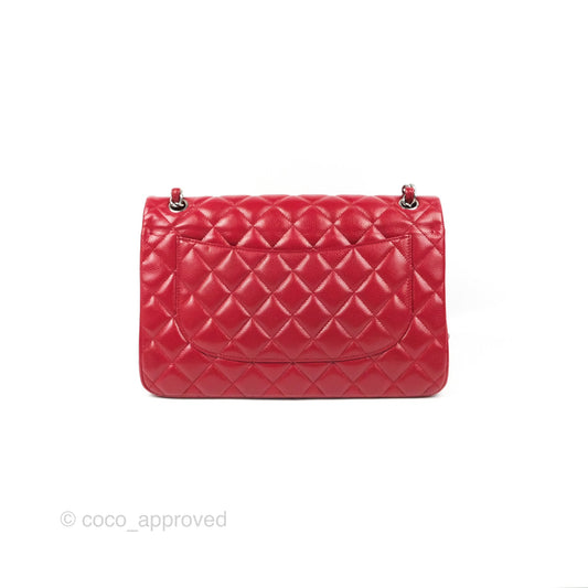 Chanel Jumbo Double Flap Red Caviar Silver Hardware
