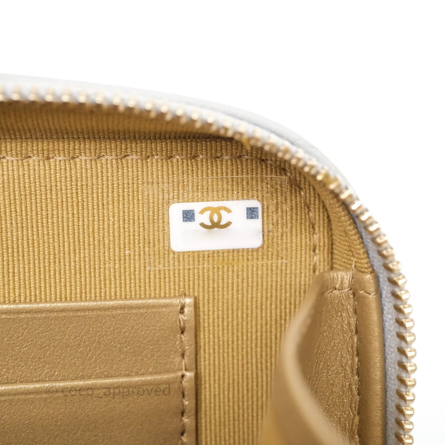 Chanel Quilted CC Pearl Crush Camera Case Light Blue Grey Lambskin Aged Gold Hardware