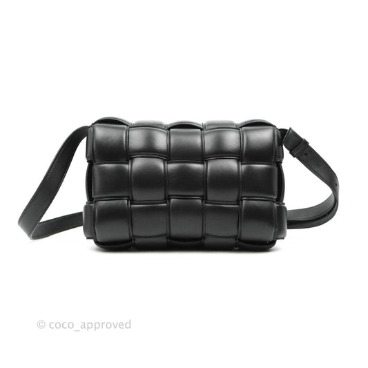 Bottega Veneta Padded Cassette Shoulder Bag Intrecciato Black Lambskin Gold Hardware
