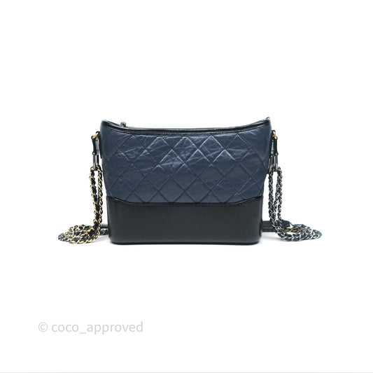 Chanel New Medium Gabrielle Hobo Quilted Navy Black Aged Calfskin