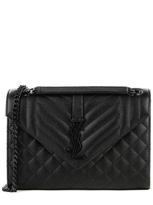 Luxury Saint Laurent Monogram Envelope Medium Shoulder Bag Black