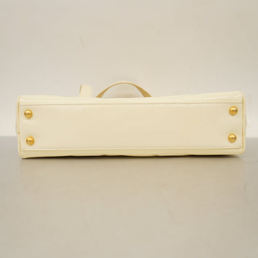 CHANEL Triple Coco Women's Patent Leather Handbag Ivory