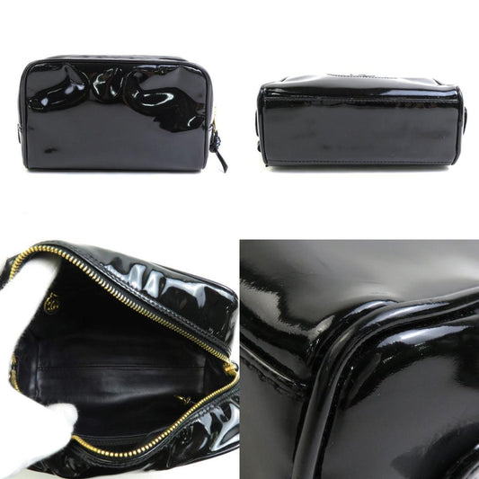 Luxury Chanel Pouch Multi Case Coco Mark Patent Leather Black Gold Women's e56008f