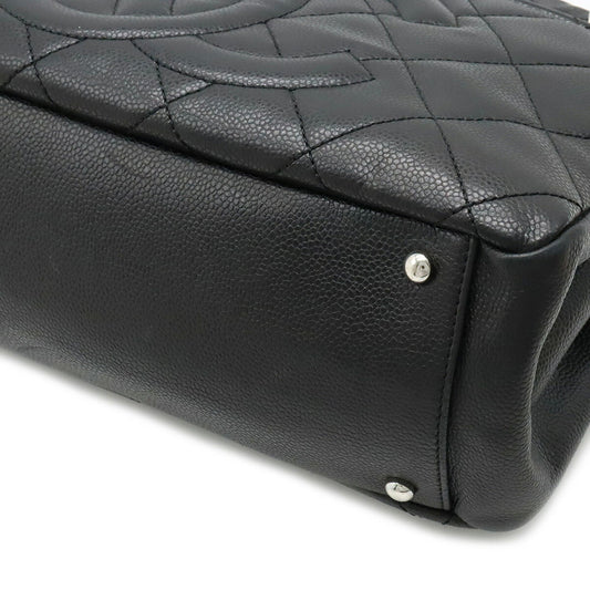 Luxury Chanel Matelasse Coco Mark Chain Tote Bag Shoulder Caviar Skin Leather Black A67294