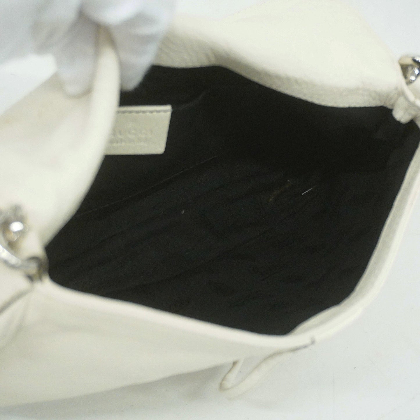 Luxury Gucci Bamboo 235320 Women's Leather Shoulder Bag Ivory
