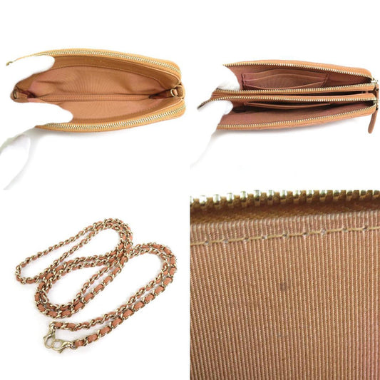 Luxury Chanel Wallet Chain Matelasse Leather/Metal Pink Brown/Gold Ladies