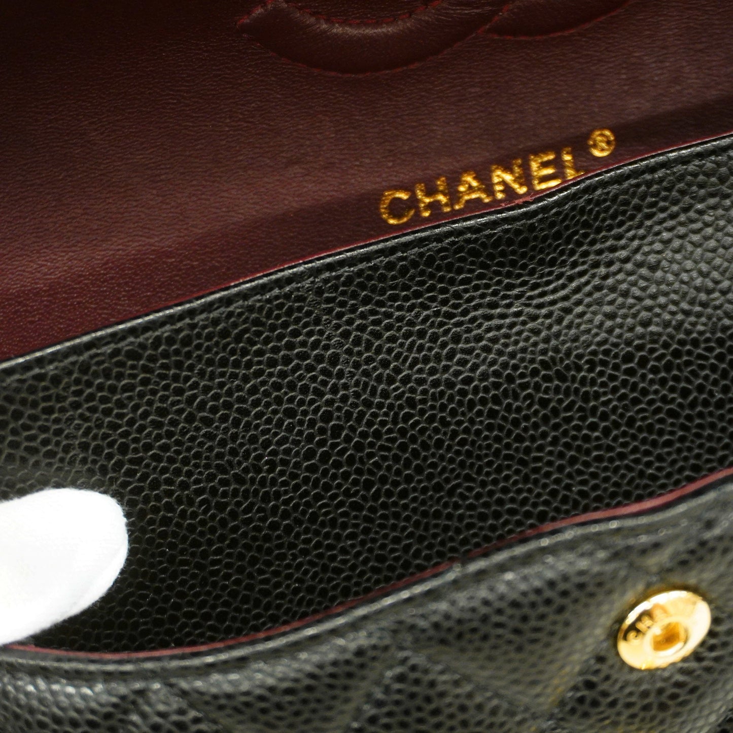 CHANEL Big Matelasse W Flap W Chain Women's Caviar Leather Shoulder Bag