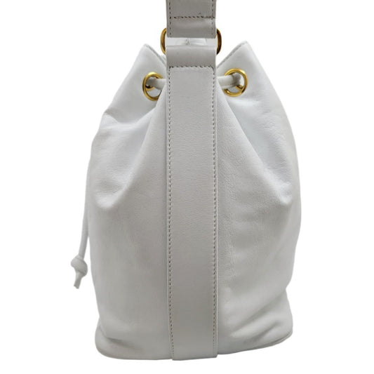 Luxury Chanel drawstring shoulder one bag white gold metal fittings G leather handbag ladies