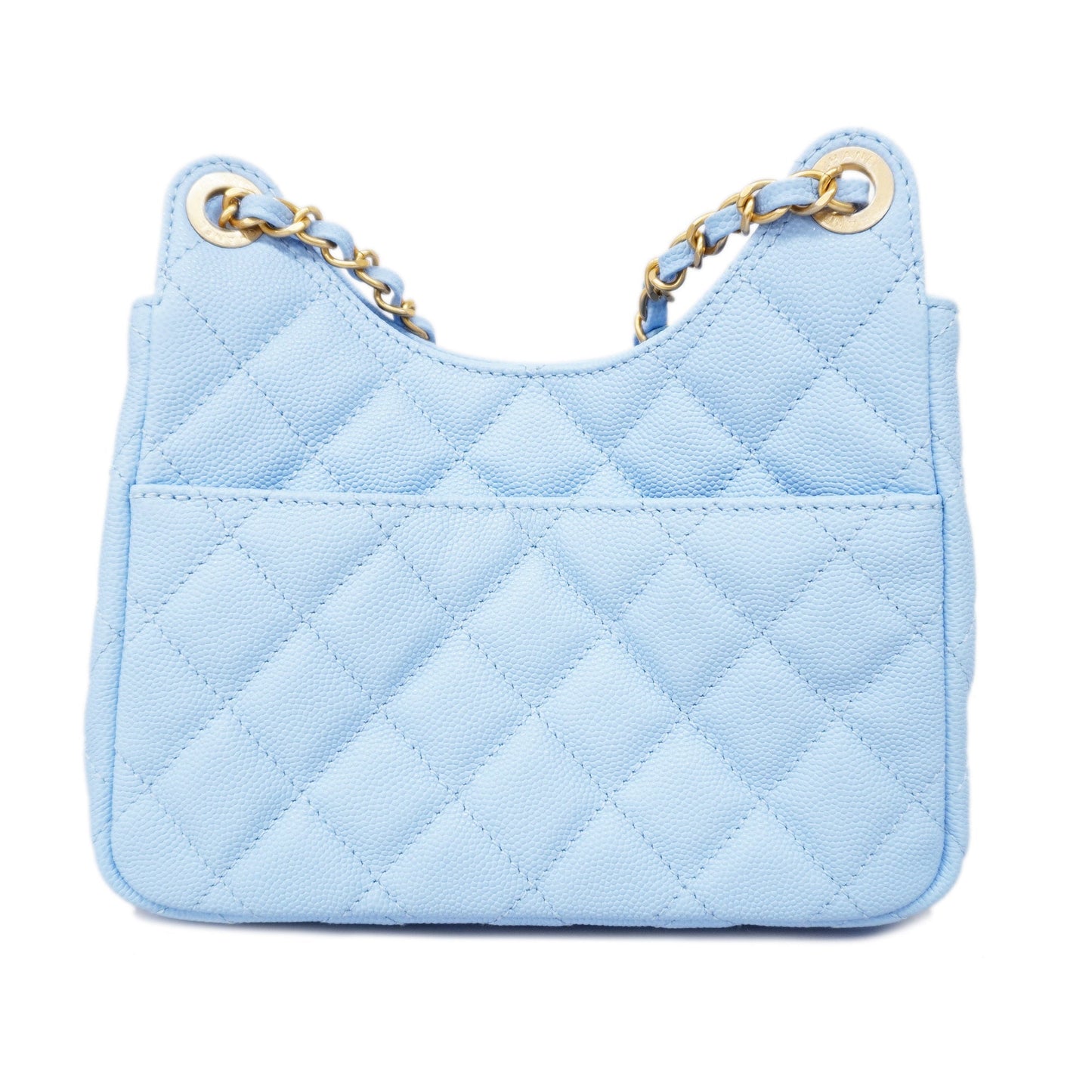 CHANEL Matelasse Chain Shoulder Women's Caviar Leather Light Blue