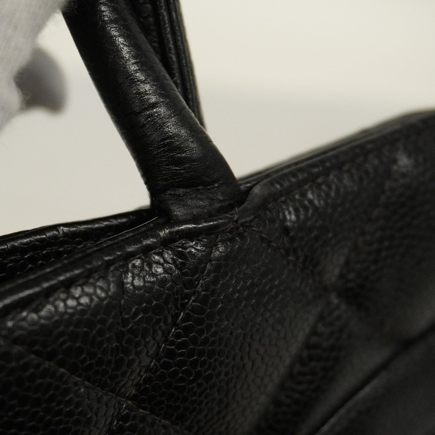 CHANEL Reprint Tote Women's Caviar Leather Tote Bag Black