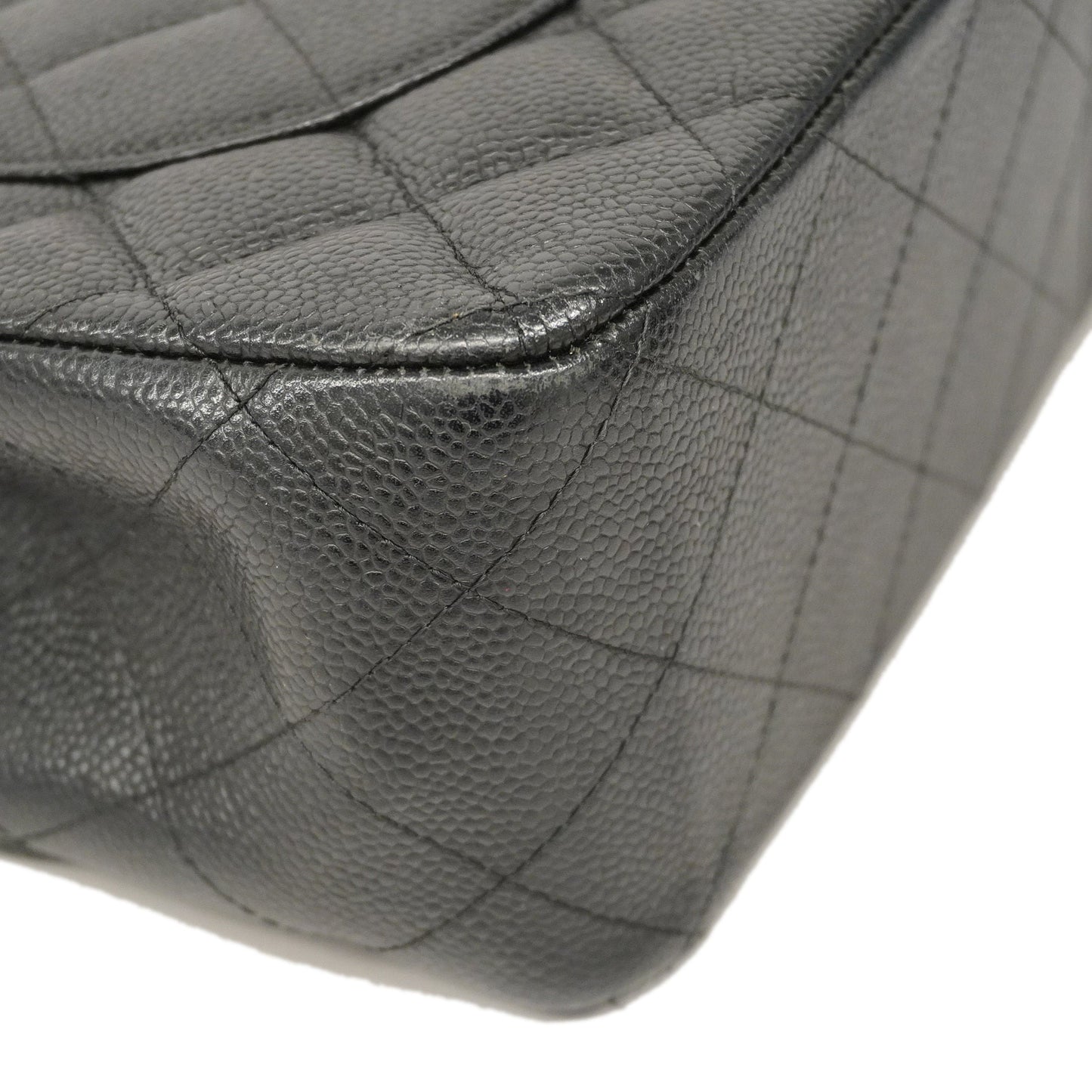 CHANEL Matelasse W Flap W Chain Women's Caviar Leather Shoulder Bag Black
