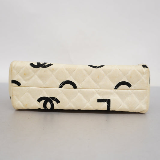 CHANEL Matelasse Women's Canvas Handbag White