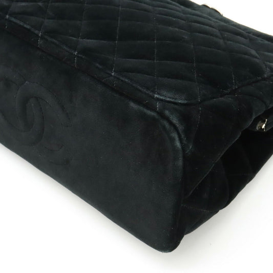 Luxury Chanel Velor Matelasse Shoulder Bag Tote Black