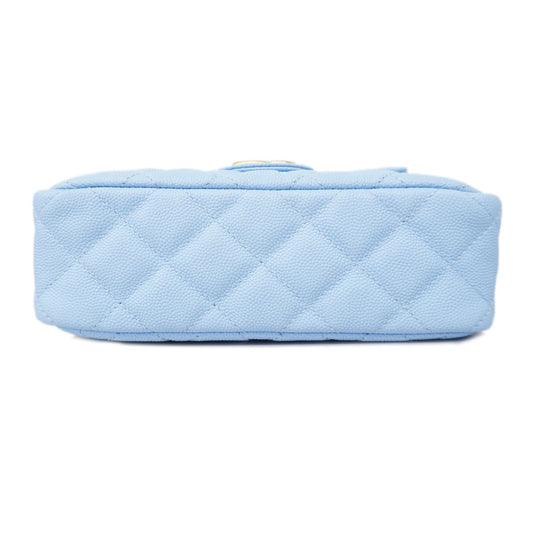 CHANEL Matelasse Chain Shoulder Women's Caviar Leather Light Blue