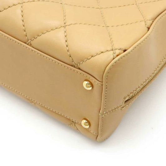 Luxury Chanel Wild Stitch Handbag Boston Bag Leather Beige A14692