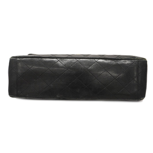 CHANEL Big Matelasse W Chain Women's Leather Shoulder Bag Black