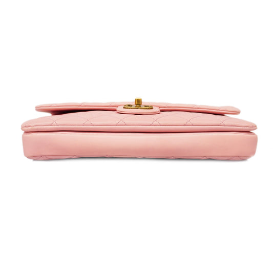 CHANEL Matelasse W Flap W Chain Women's Leather Shoulder Bag Pink