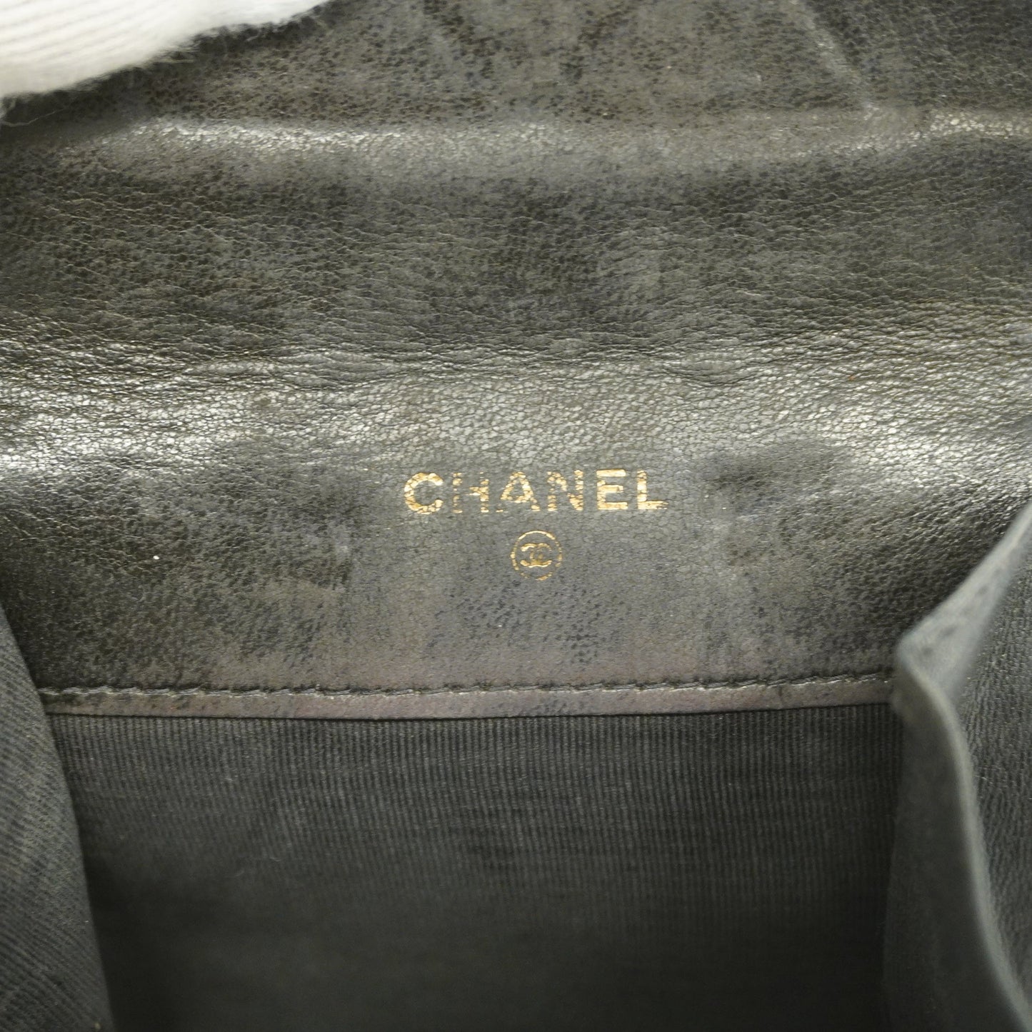 CHANELAuth Bicolor Gold Metal Fittings Lambskin Coin Purse/coin Case Black