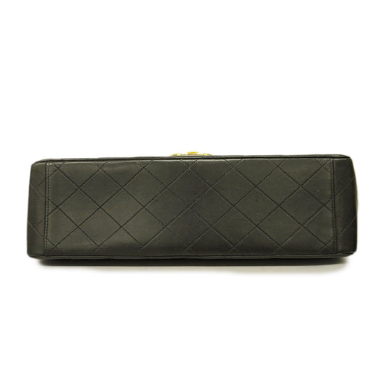 CHANEL Big Matelasse W Chain Women's Leather Shoulder Bag Black