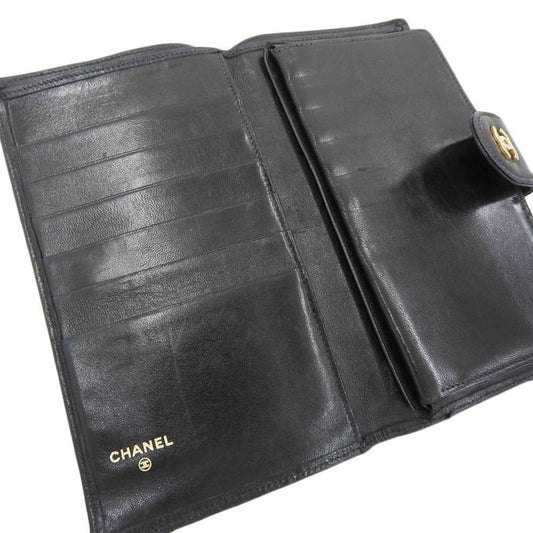 Luxury Chanel Coco Mark bicolore with long wallet leather black