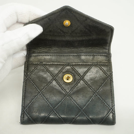 CHANEL Bicolor Gold Metal Fittings Lambskin Coin Purse/coin Case Black