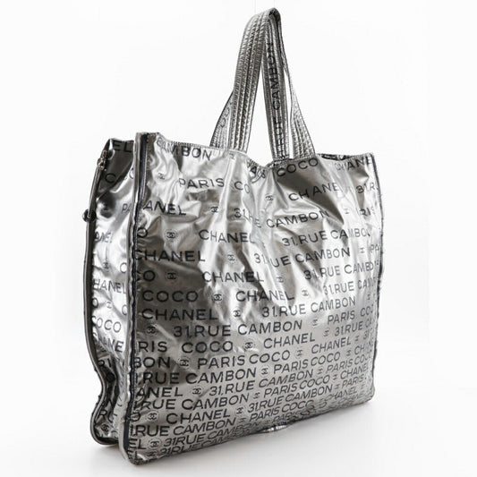 Luxury Chanel Unlimited Tote Bag Logo Here Mark A46113 Nylon Silver Ladies