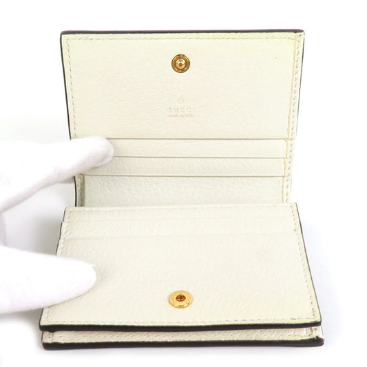 Luxury Gucci Folio Wallet GG Marmont Leather/Canvas Off-White/Navy/Red Gold Unisex 523155