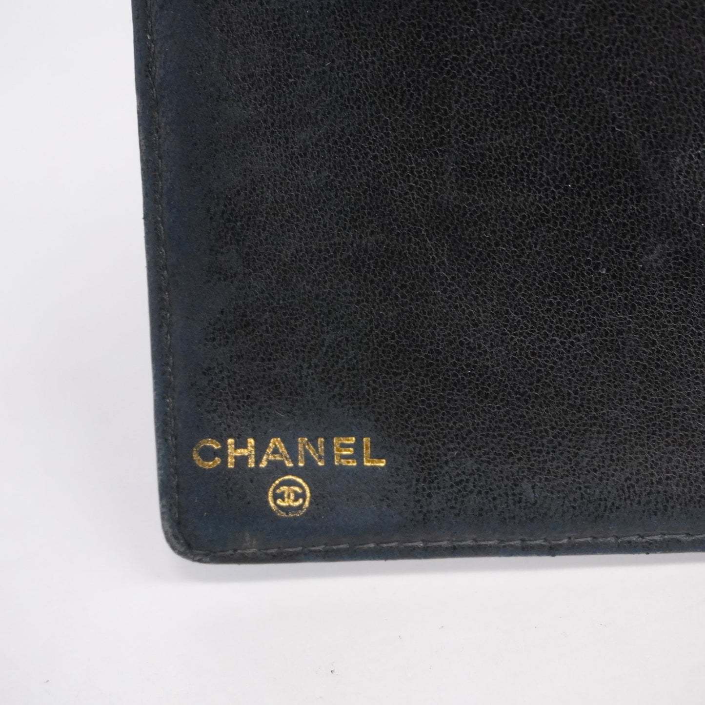 CHANELAuth Gold Hardware Women's Caviar Leather Long Wallet Black