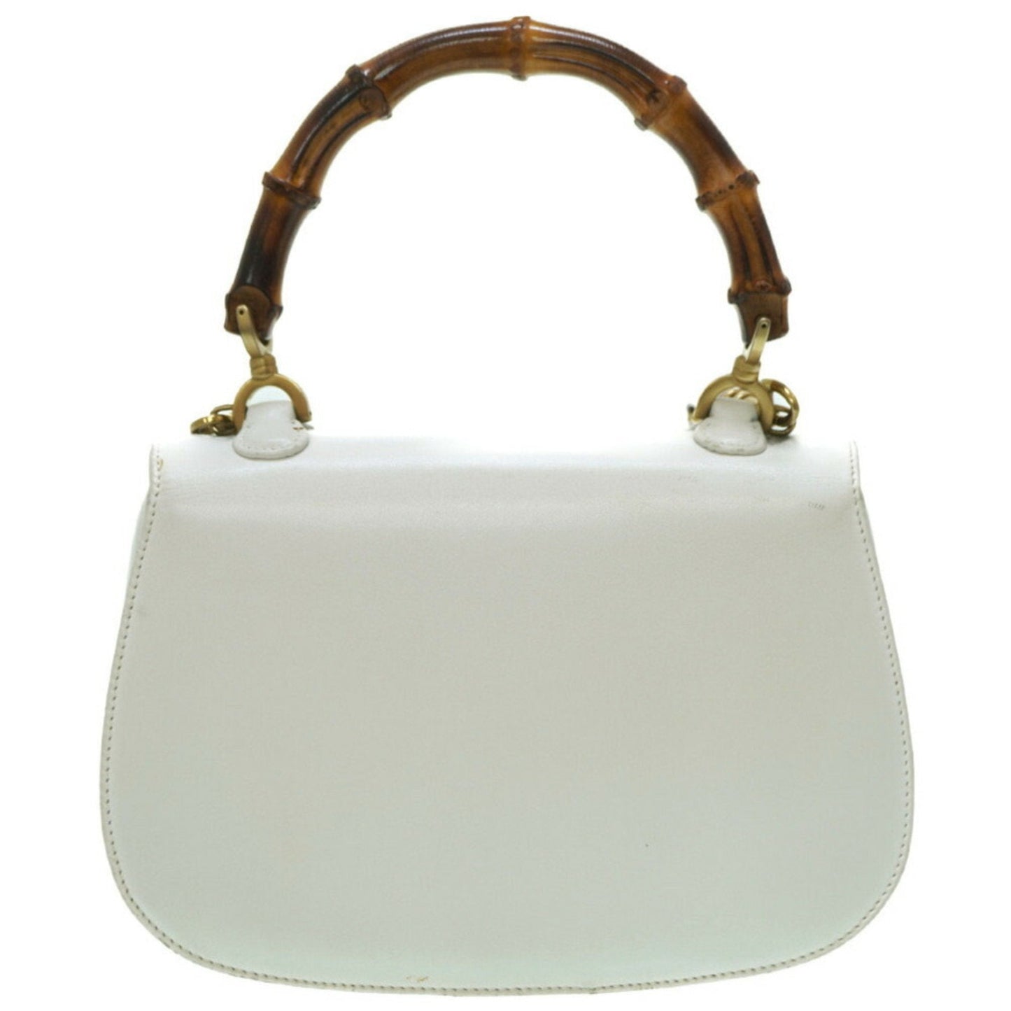 Luxury Gucci bamboo shoulder handbag leather white strap
