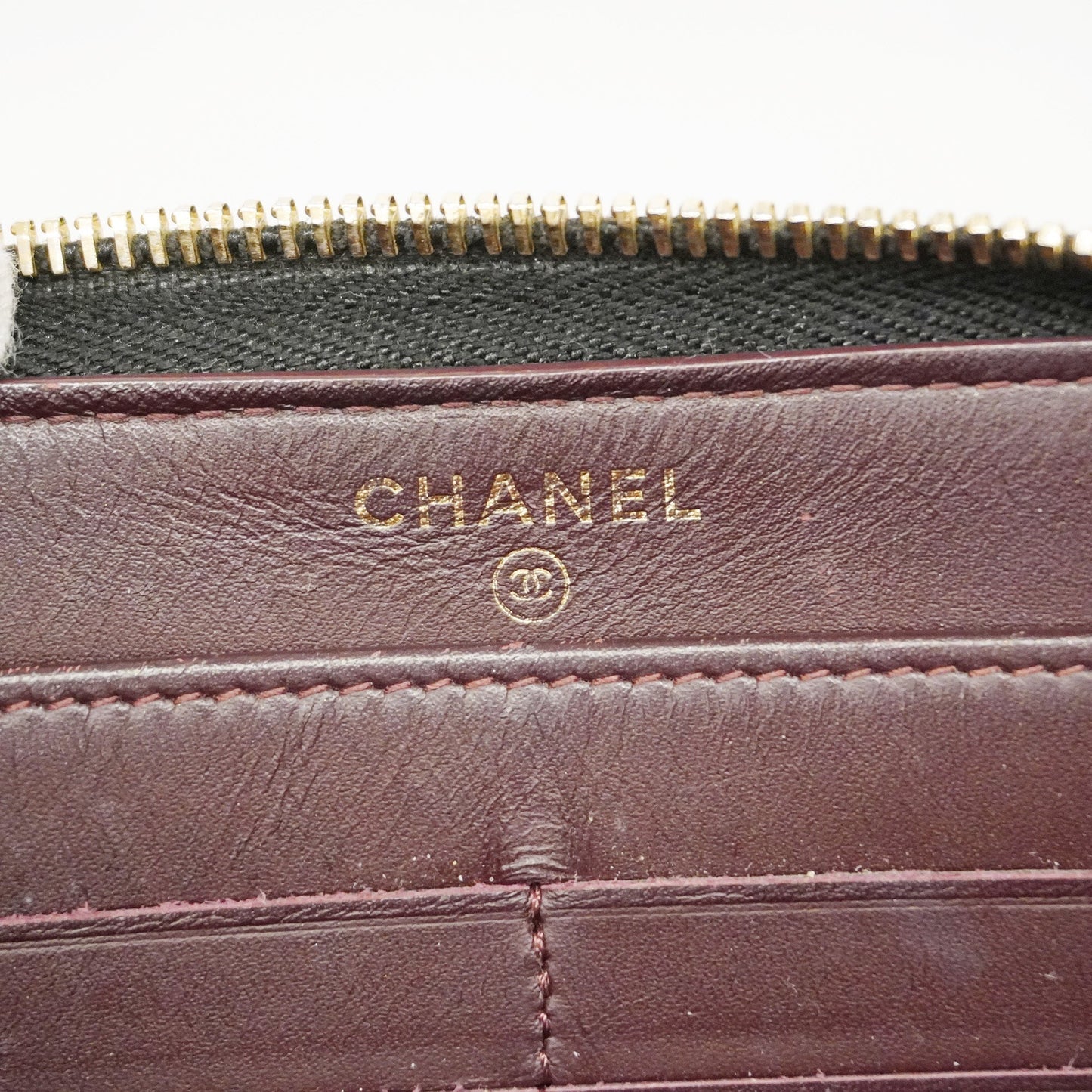 CHANELAuth Matelasse Gold Hardware Women's Caviar Leather Long Wallet Black