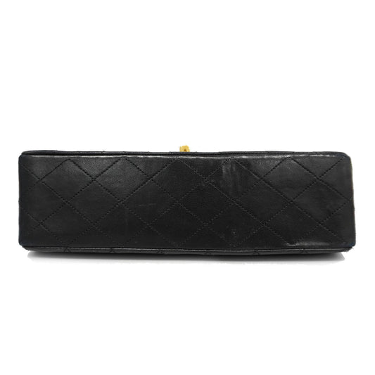 CHANEL Matelasse W Flap W Chain Lambskin Women's Leather Shoulder Bag Black